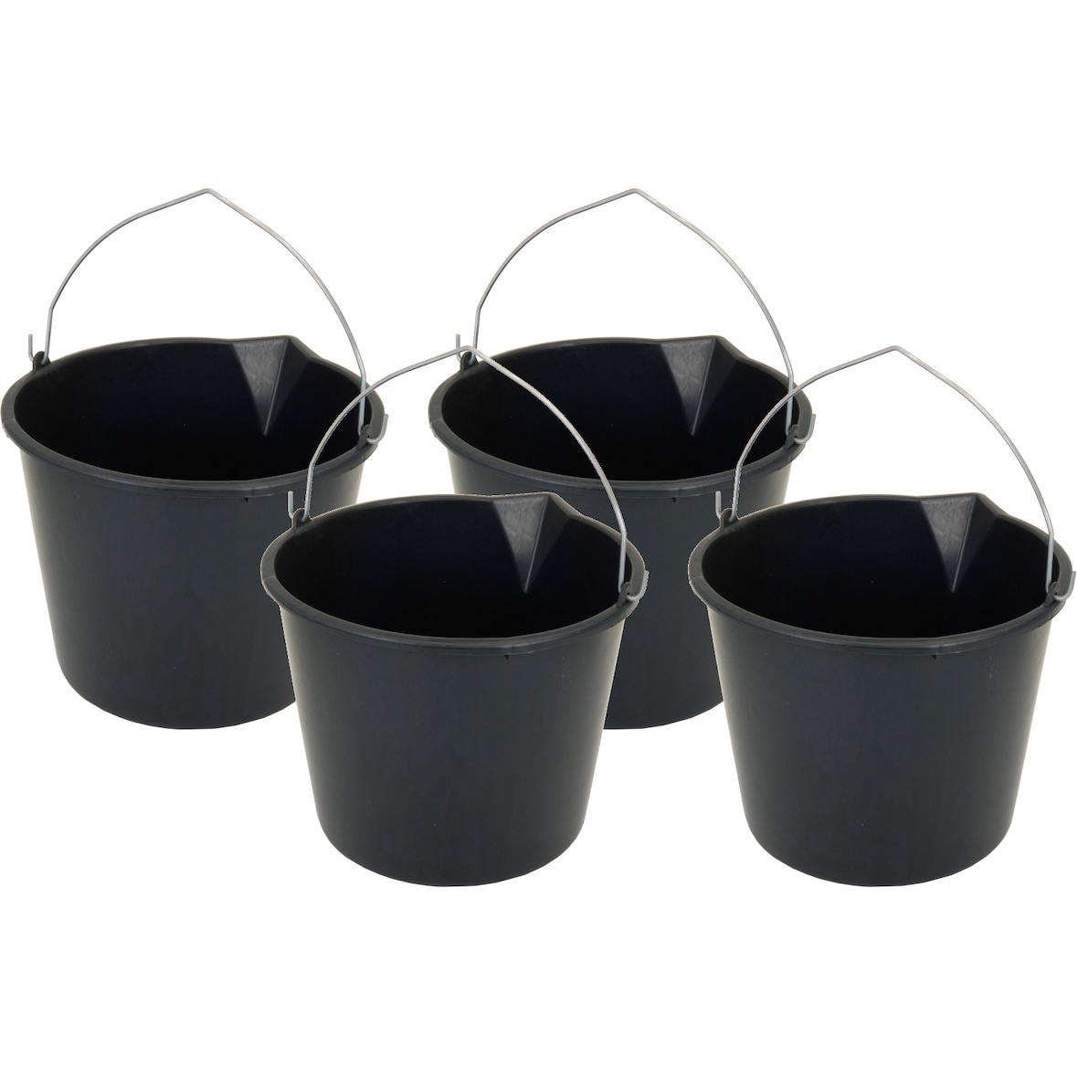 4x Eimer Baueimer Maurereimer 12 L Schwarz Tragehenkel Mörtel Baustelle Garten