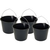 thumbnail of 4x Eimer Baueimer Maurereimer 12 L Schwarz Tragehenkel Mörtel Baustelle Garten