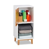 thumbnail of Relaxdays Standregal weiß, Beistellschrank aus MDF und Bambus, Wohnzimmerregal, skandinavisch, HBT 71x32x30 cm, white