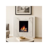 thumbnail of LINARIO - Caminetto elettrico da pavimento a libera installazione a LED, Bianco opaco / Marmo cristallo