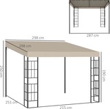 thumbnail of Outsunny Pérgola de Pared 3x3m Cenador de Jardín con Toldo Protección Solar y 2 Orificios de Drenaje Gazebo Carpa de Metal para Fiestas Patio Exterior