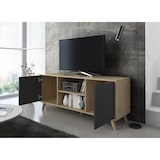 thumbnail of Unidade de TV 140 com 2 portas, sala de estar, modelo WIND, cor Carvalho, cor da porta Antracite Grey, medidas 140x40x57cm _ TV140WINDPUCCGRIS