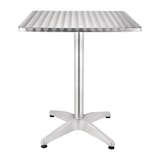 thumbnail of Mesa bistro Bolero cuadrada de acero inoxidable con 1 pata de aluminio 600x600x720mm