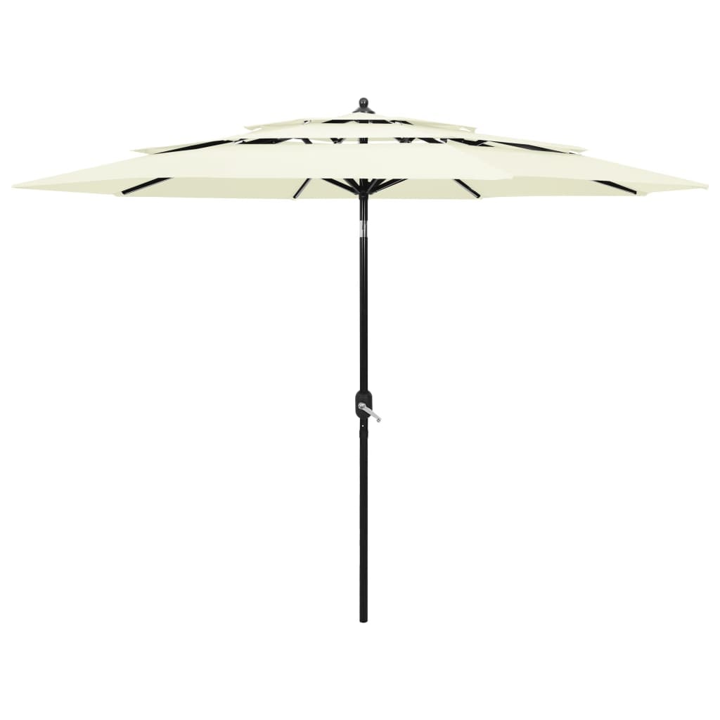 Parasol de jardin à 3 niveaux avec mât en aluminium sable 3 m Modèle Helios Nova
