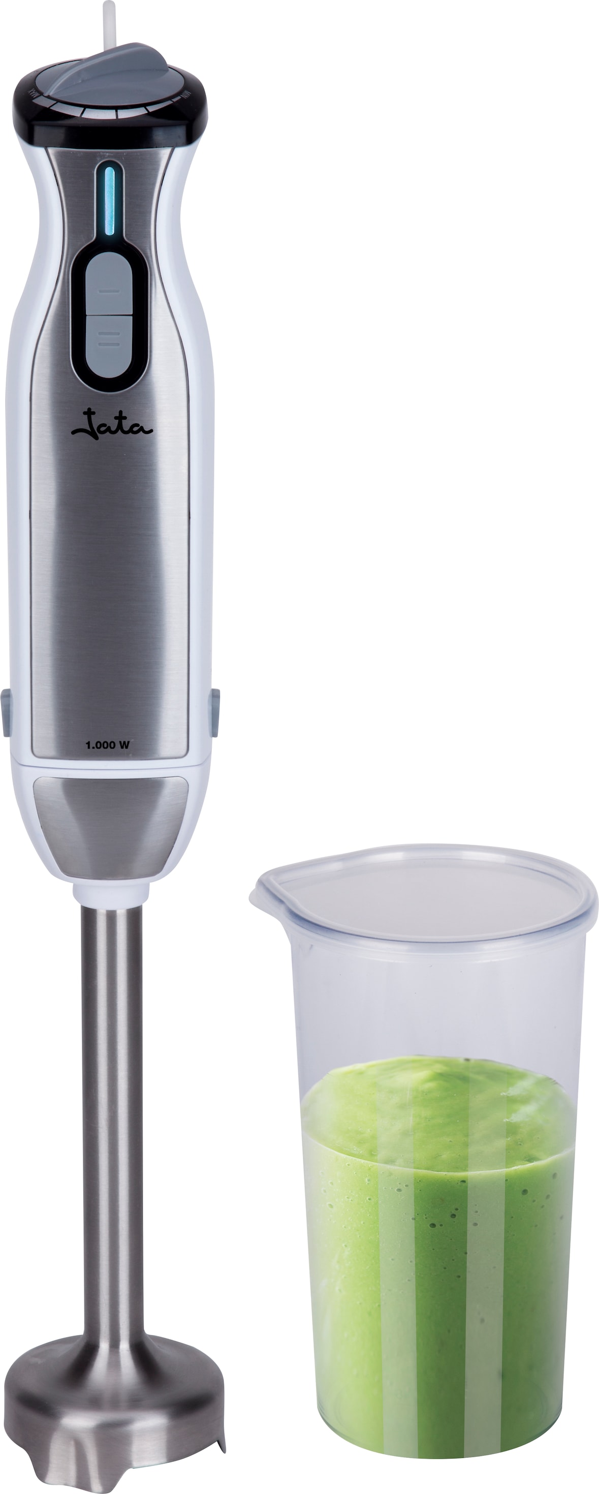 Batidora de varilla Jata BT185 Jata con regulador electrónico de velocidad. Doble cuchilla titanium. Pie desmontable de acero inoxidable. 1.000 W