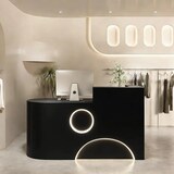 thumbnail of Kleine Empfangstheke, moderne Kassentheke und Rezeption, geeignet für Geschäfte, Kosmetikstudios und mehr Schwarz 150×60×100cm【H Paopao 150】