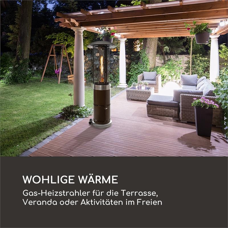 Goldflame Deluxe Terrassenheizstrahler 36.000BTU/11kW mobil Edelstahl Bronze-Metallic