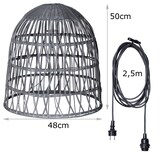 thumbnail of Lampenschirm BELL Rattanstil outdoor mit E27 Fassung H: 50cm grau für Außen