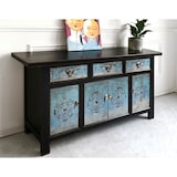 thumbnail of OPIUM OUTLET Möbel Kommode Schrank Sideboard Hochzeitsschrank 34372-5 schwarz-türkis asiatisch chinesisch orientalisch Holz