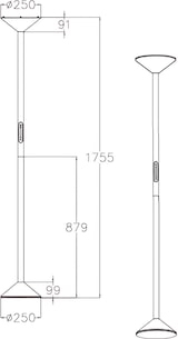 thumbnail of Tratto LED-Stehleuchte 50 W 4000 lm CCT Rot - Gestell aus Metall und Methacrylat, Touch-Dimmung, Schutzart IP20, 175,5 cm - Tratto Design