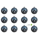thumbnail of 12 Weihnachtskugeln 8cm Kunststoff Christbaumkugeln Muster Tannenbaum dunkelblau