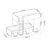 thumbnail of Dmora Letto per bambini Marmolada, Cameretta completa con armadio e cassetti, 255x112h150 cm, Bianco e Rovere