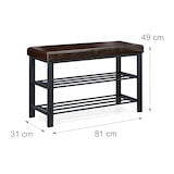 thumbnail of Relaxdays Schuhbank, 6-8 Paar Schuhe, Schuhregal zum Sitzen, Kunstleder-Polster, HxBxT: 49 x 81 x 31 cm, 2 Etagen, braun