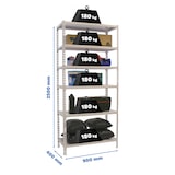 thumbnail of SimonRack Estanteria Metalica, 2500x900x400 mm, 6 Alturas, Bandeja Metal, 180 kg de Punto Flexión, Estanterias Almacenaje, Blanco - Simonclick