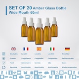 thumbnail of 20x Frascos de Spray em Vidro Âmbar de 60 ml com Tampa Vaporizadora – Spray de Óleos Essenciais e Cosméticos