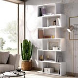 thumbnail of Dmora Libreria Joliet, Mobile portalibri alta bifacciale, Scaffale divisorio con 5 ripiani, Scaffale da ufficio moderno, 80x24h192 cm, Bianco lucido
