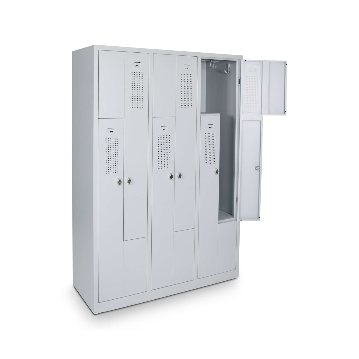 CEHA Garderoben- und Umkleideschrank Z-Spind 1200 x 500 x 1800 mm mit 6 Abteil in lichtgrau
