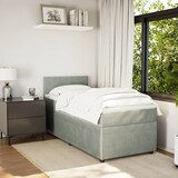 thumbnail of vidaXL Boxspringbett mit Matratze Hellgrau 100x200 cm Samt