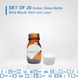 thumbnail of 20x Flaconi Vuoti in Vetro Ambrato da 30 ml con Tappo in Plastica + 20 Etichette Adesive Personalizzate