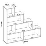 thumbnail of Dmora Bücherregal Orsaro, Mehrzweck-Büroregal, Bücherregal mit 6 Regalen, 145 x 29 x 145 cm, Eiche