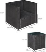 thumbnail of Outsunny Set Mobili da Giardino Rattan PE,2 Poltrone Tavolino Cuscini