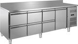 thumbnail of GastroHero Kühltisch Edelstahl GN 1/1 mit Aufkantung 1 Tür 6 Schubladen Umluftkühlung -2 °C bis +8 °C 230 V Profi Gastronomie 2230x700x850 mm