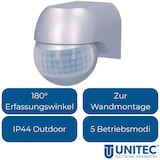 thumbnail of Infrarot Bewegungsmelder IP44 180 Grad Silber
