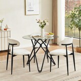 thumbnail of Esstisch rund Glas Schwarz 90x90x78 cm mit Hartglasplatte und Metallbeinen, minimalistisches Design, verstellbare Füße, für Küche