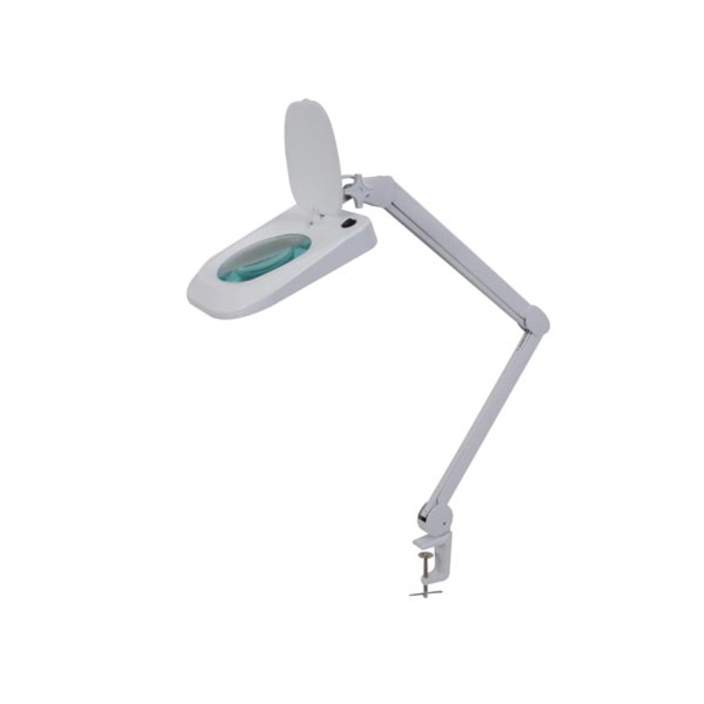 Lámpara de lupa LED con abrazadera, brazo giratorio, interruptor y atenuación, 60 LEDs, aumento 3x, para lectura, pasatiempos y trabajo, blanco.