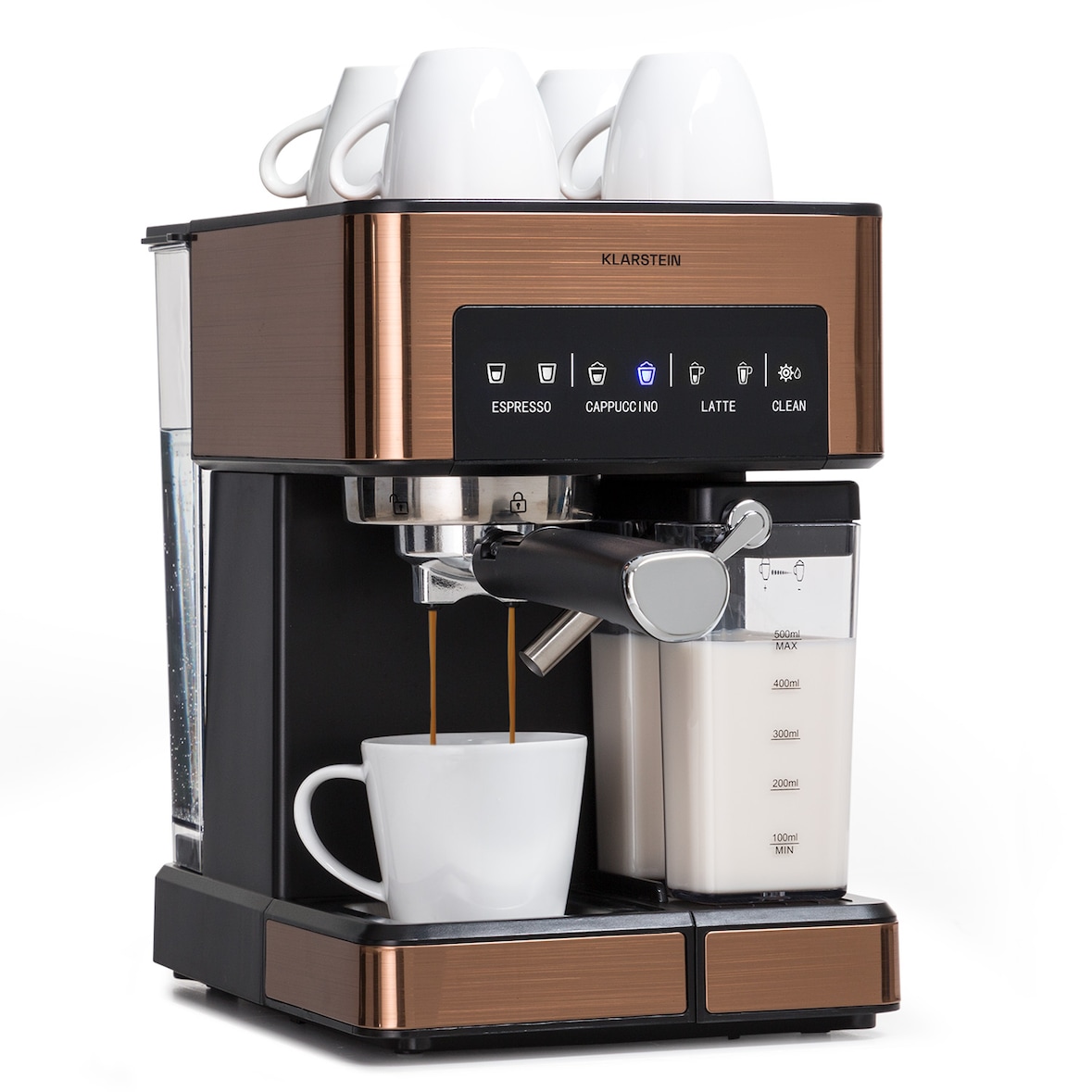 Arabica Comfort Siebträgermaschine 1350W 20 Bar 1,8l Touch-Bedienfeld Kupfer-Metallic