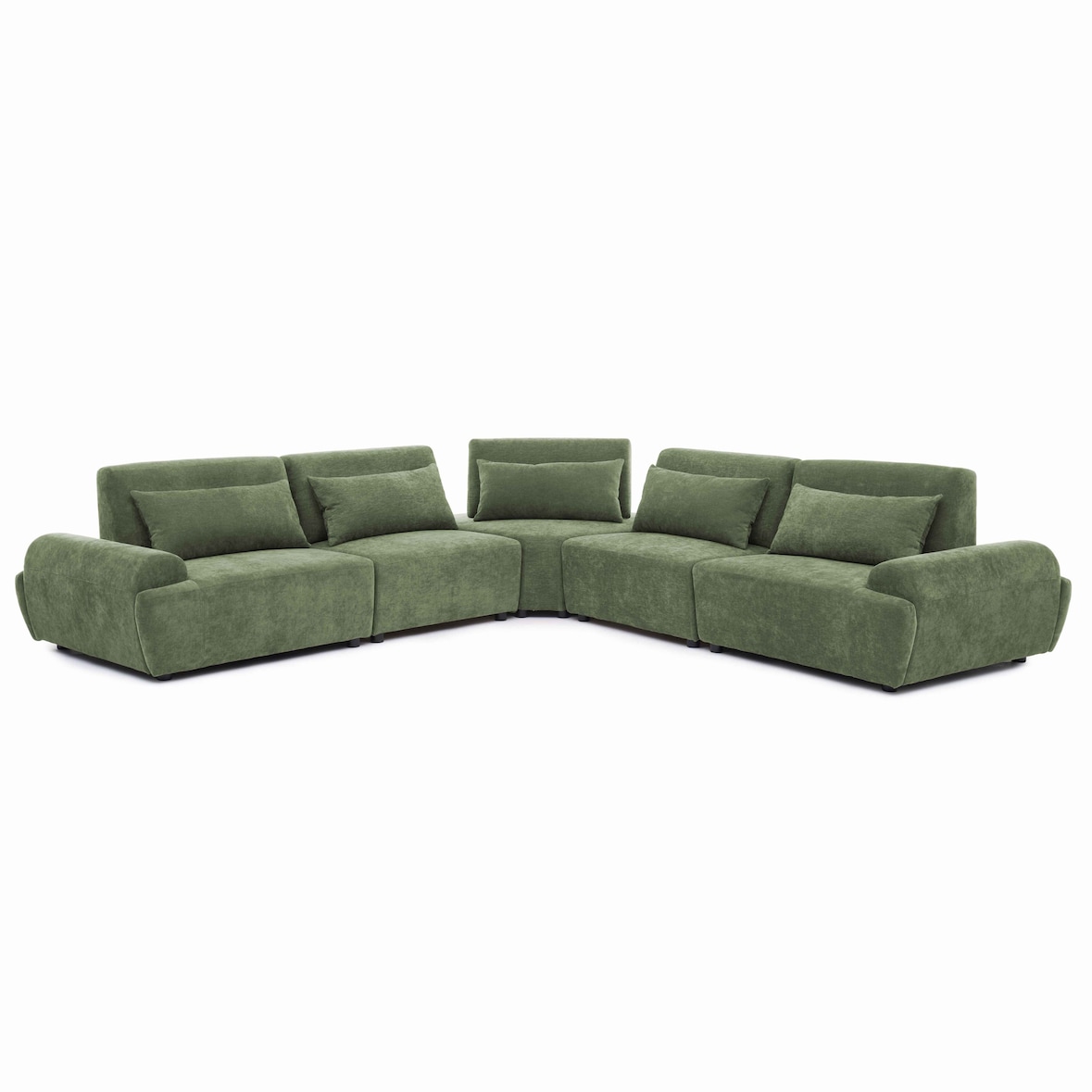 Canapé d'angle modulable 5 places dossier ajustable 340 cm vert