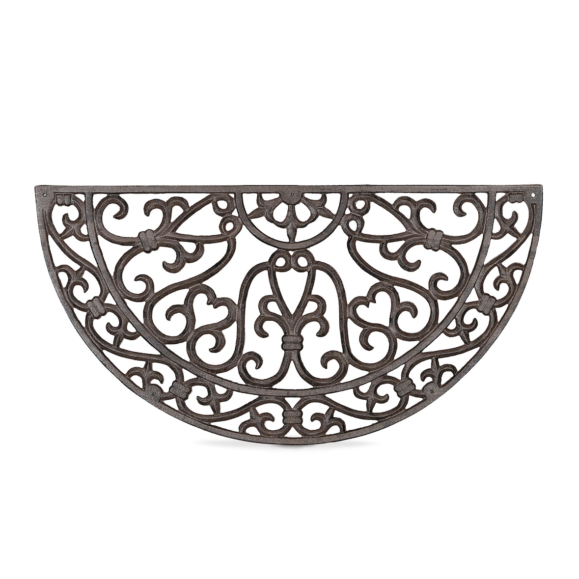 Relaxdays Fußabtreter Gusseisen rund, BxT: 60x31 cm, Jugendstil Schuhabstreifer, robustes Metall, Anti-Rutsch, bronze