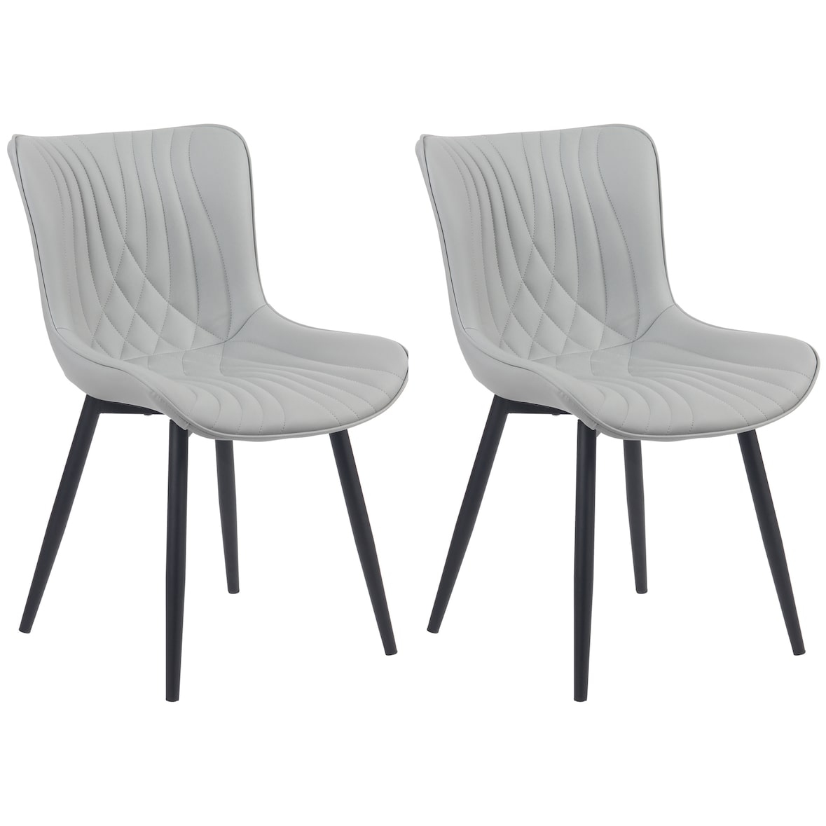 Lot de 2 chaises Brady Gris/Similicuir