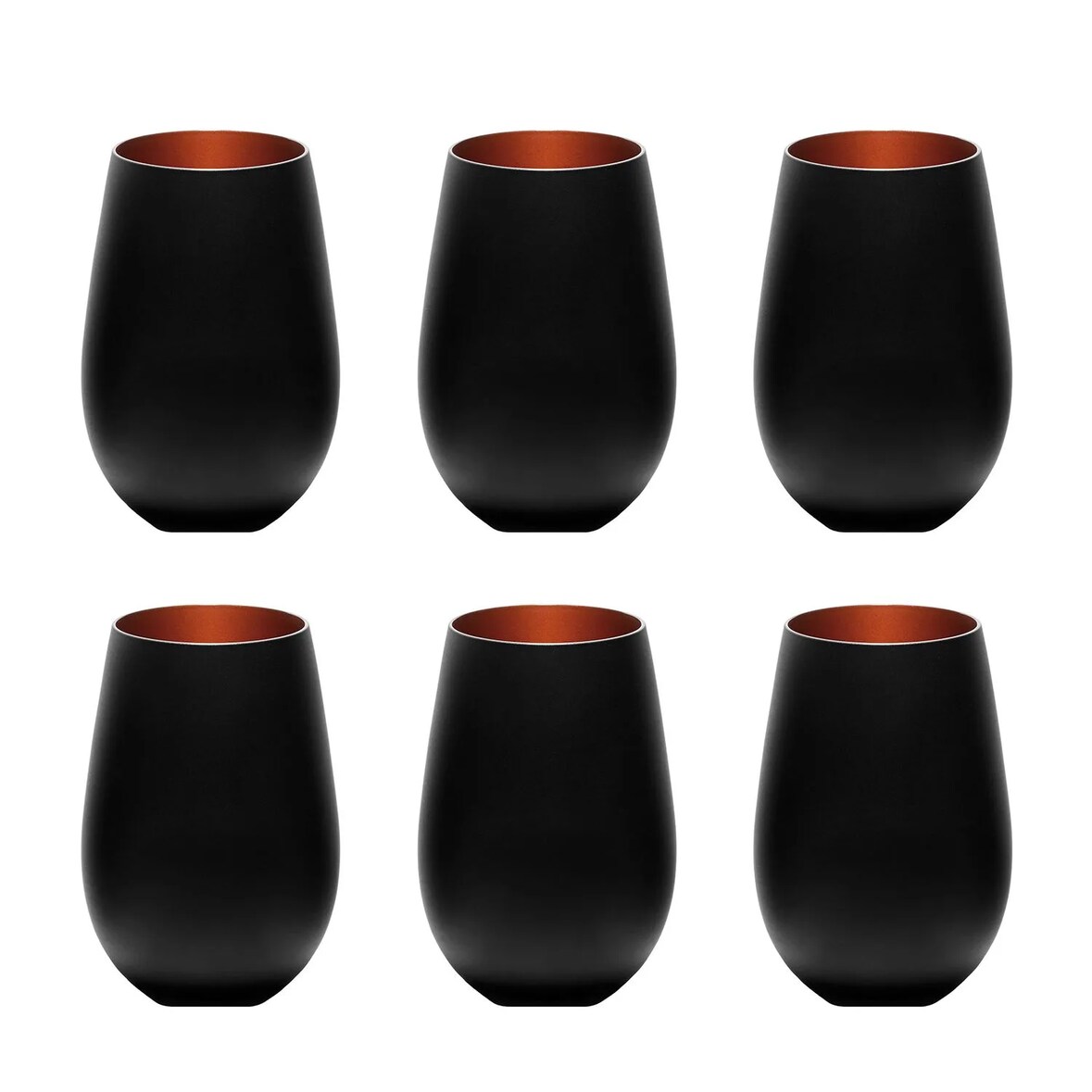 Farbige Trinkgläser ELEMENTS 6er-Set, zweifarbig Schwarz-Bronze, 456 ml