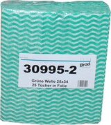 thumbnail of Grüne Welle, Universaltücher mit Textilcharakter, grün-weiß, 55 % Viskose, 45 % Polyester, ca. 25x34 cm, 25 Tücher