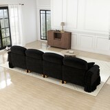 thumbnail of 4-Sitzer Sofa 93x350x83 Chenille Mid-Century modern Wohnzimmer Couch modular komfortabel abnehmbare Rüschenschürze Schwarz