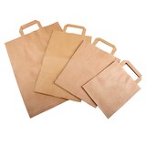 thumbnail of 500 Papiertragetaschen 260 + 170 x 250 mm braun stabile 80 g/m² Grammatur Papiertüten Geschenktüten BB-Verpackungen