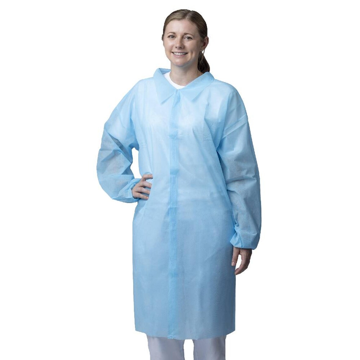 PP-Besuchermantel Nitras blau | Gr. XXL | 50 Mäntel mit Hemdkragen