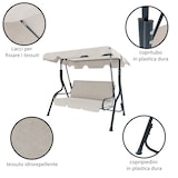 thumbnail of Dondolo 3 Posti Algarve Con Tettuccio Parasole Regolabile Cuscini Imbottiti Struttura Robusta In Acciaio Da Giardino 170 x 110 x 153 cm Beige