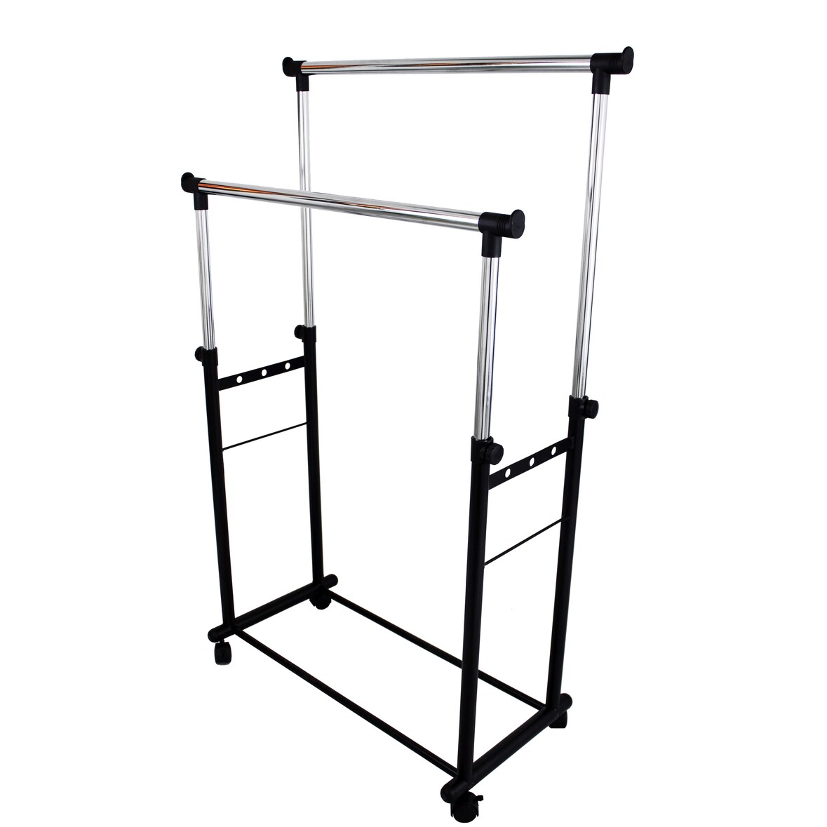 Stand appendiabiti doppio in acciaio con altezza regolabile 90/160 cm