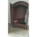 thumbnail of shopinnovativo -Armadio cappello tondo appendiabiti con bastone 2 ante 2 cassetti arte povera in legno colore noce 125x60x200 H