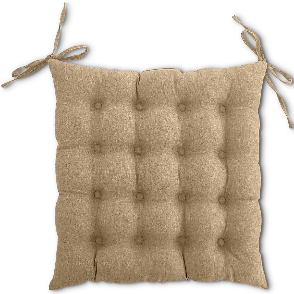wometo Sitzkissen Stuhlkissen 40x40 OEKO-TEX - beige Sitzauflage Bank Polster Sitzpolster mit Bändern / Schleife, Indoor / Outdoor