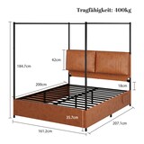 thumbnail of Multifunktionales Bett 160x200 PU-Bettgestell mit abnehmbarem Baldachin, Lattenrost inklusive, stabiles Design, modernes Schlafzimmer, Braun