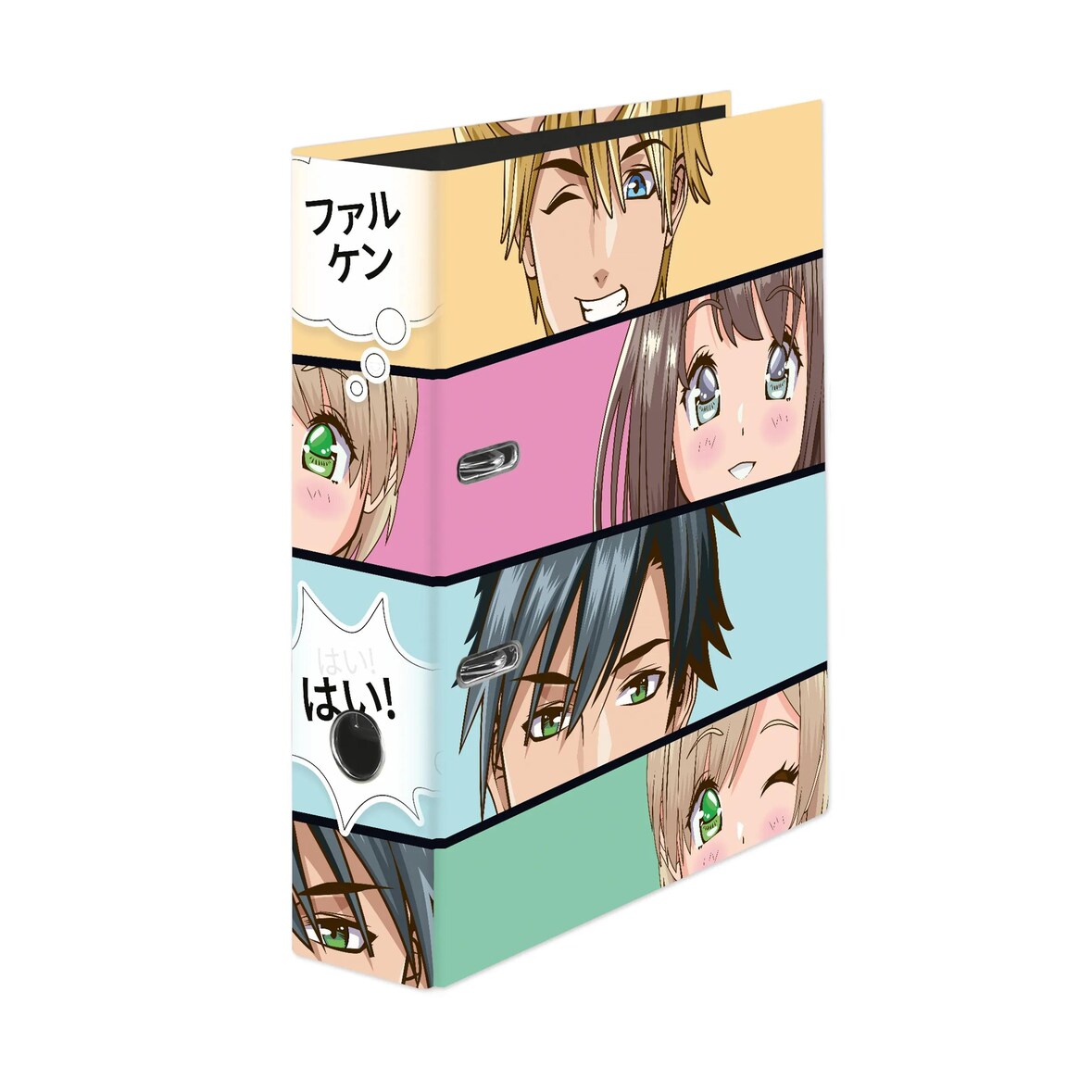 Falken 21002192 Motivordner Manga Faces DIN A4, Rückenbreite 8cm, schwarzer Innenspiegel, Griffloch - Motiv