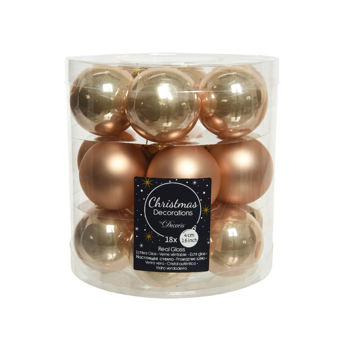 18 Weihnachtskugeln 4cm Glas Christbaumkugeln Weihnachtsbaumkugeln beige uni
