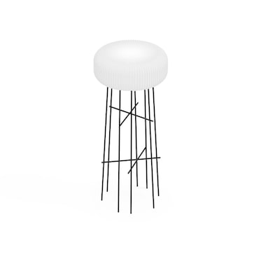 Lampada da Terra in Polietilene Bianco e struttura Nera, Luce a LED Fredda - Serie Elly da Esterno in Polietilene 54x120 cm (d x h) LA375-1200X1