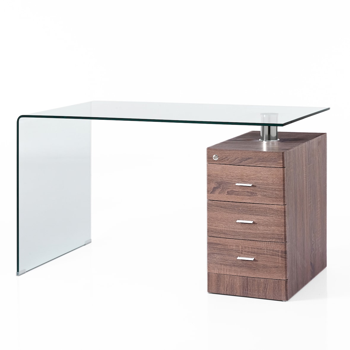 Oreste Luchetta Scrivania in vetro curvato BOSTON WOOD piano in vetro curvato H.75 x L.125 x P.65 cm