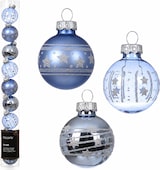 thumbnail of 9 Weihnachtskugeln Glas mit Motiven 3cm Christbaumkugeln Weihnachtsbaumkugeln Christbaumschmuck Weihnachtsbaumschmuck Dämmerungsblau Mix transparent