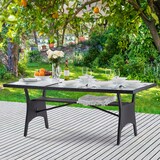 thumbnail of CASARIA® Polyrattan Gartentisch Glasplatte 190x90x74cm schwarz