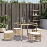 thumbnail of vidaXL Gartenhocker mit Kissen 4 Stk., Hocker mit abnehmbarem waschbarem Bezug, Gartenstuhl mit Stahlrahmen, Sitzhocker Gartenmöbel, Beige Poly Rattan